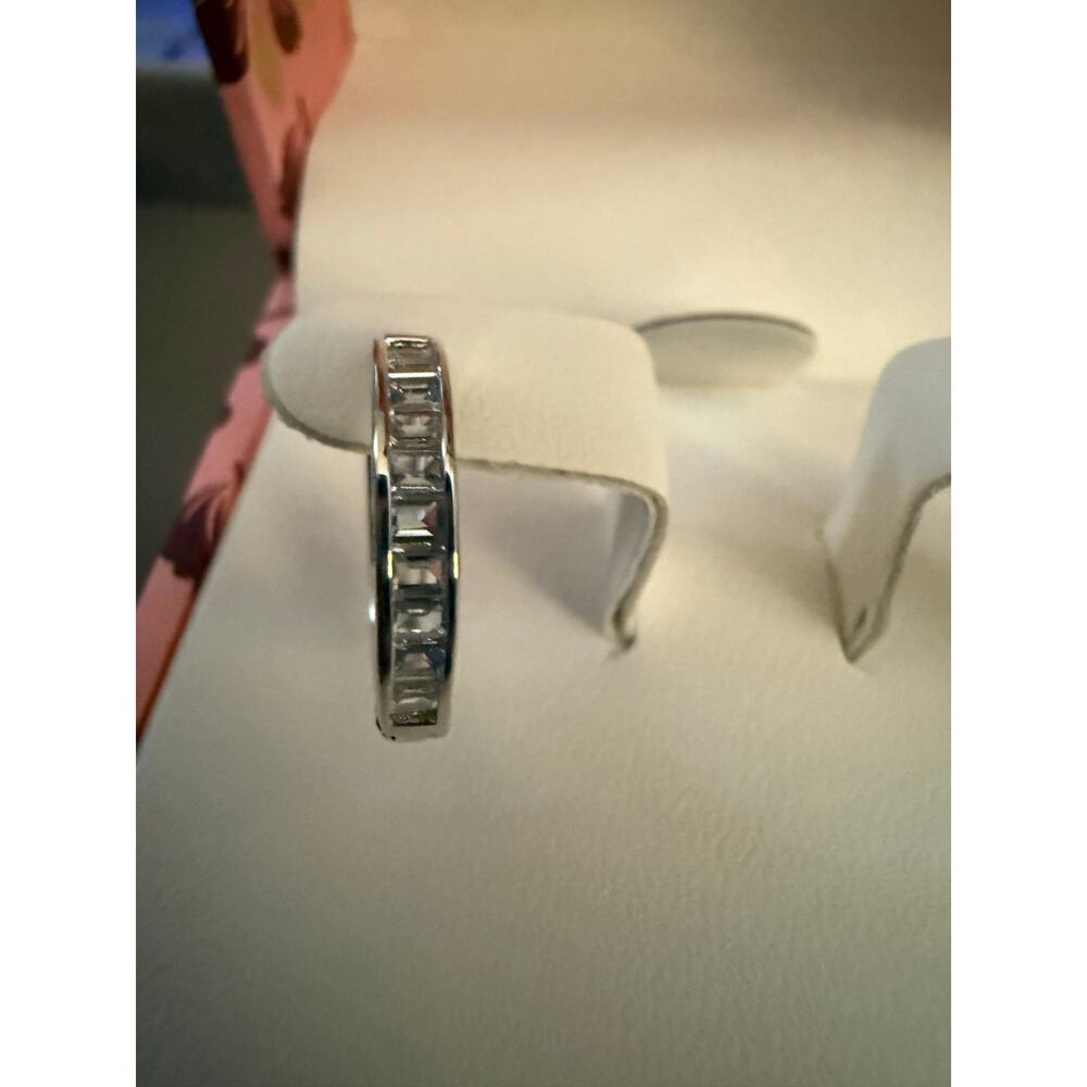 Charlotte & Lexi 925 Sterling Silver Baguette CZ Hoop Earrings New in Box - Picture 3 of 7